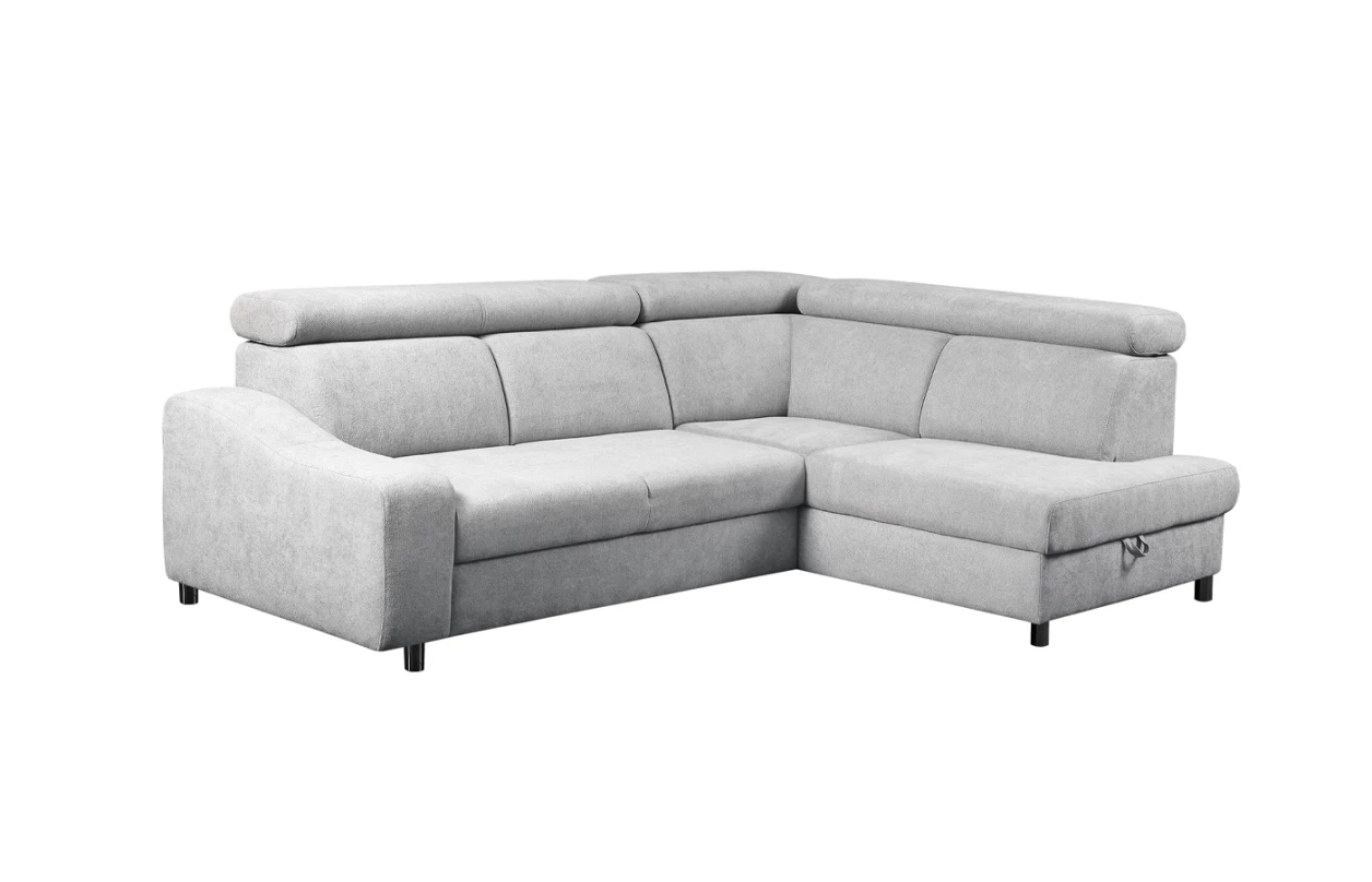 Rohová sedací souprava Brico, světle šedá látka, levý roh