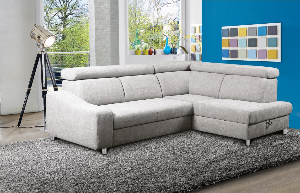 Rohová sedací souprava Brico, světle šedá látka, levý roh