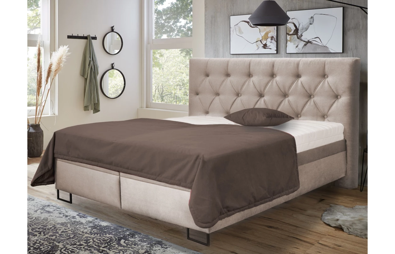 Postel Amy 180x200 cm, světle hnědá látka