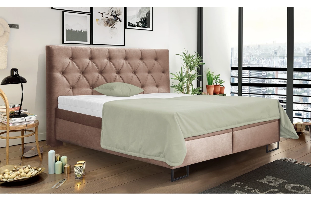 Postel Amy 180x200 cm, světle hnědá látka