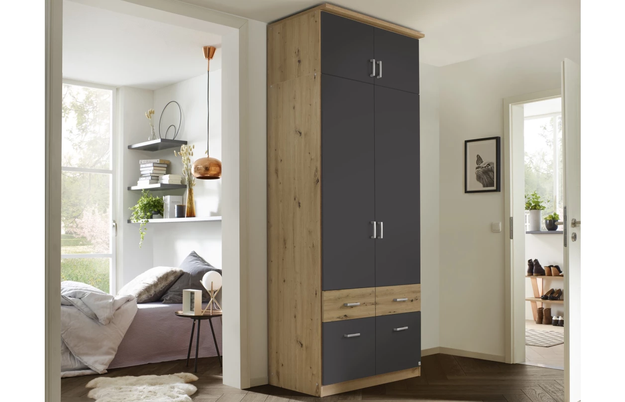 Šatní skříň Bremen, 91 cm, dub sonoma/bílá