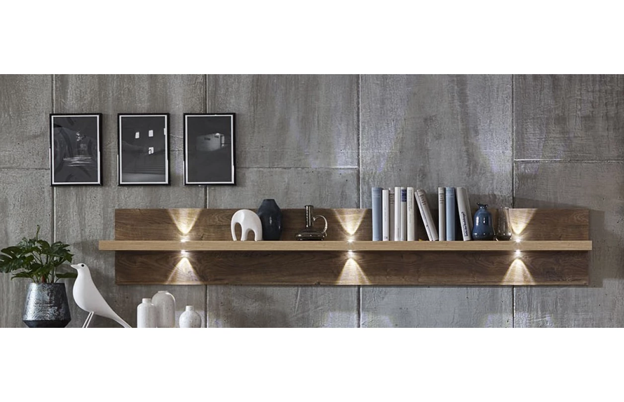 Skříňka s prosklením Grande, dub artisan/dub ribbeck, s osvětlením