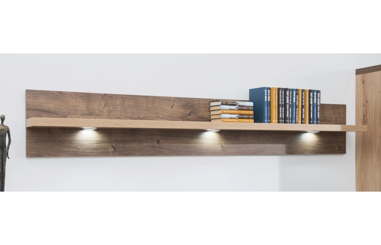 Skříňka s prosklením Grande, dub artisan/dub ribbeck, s osvětlením