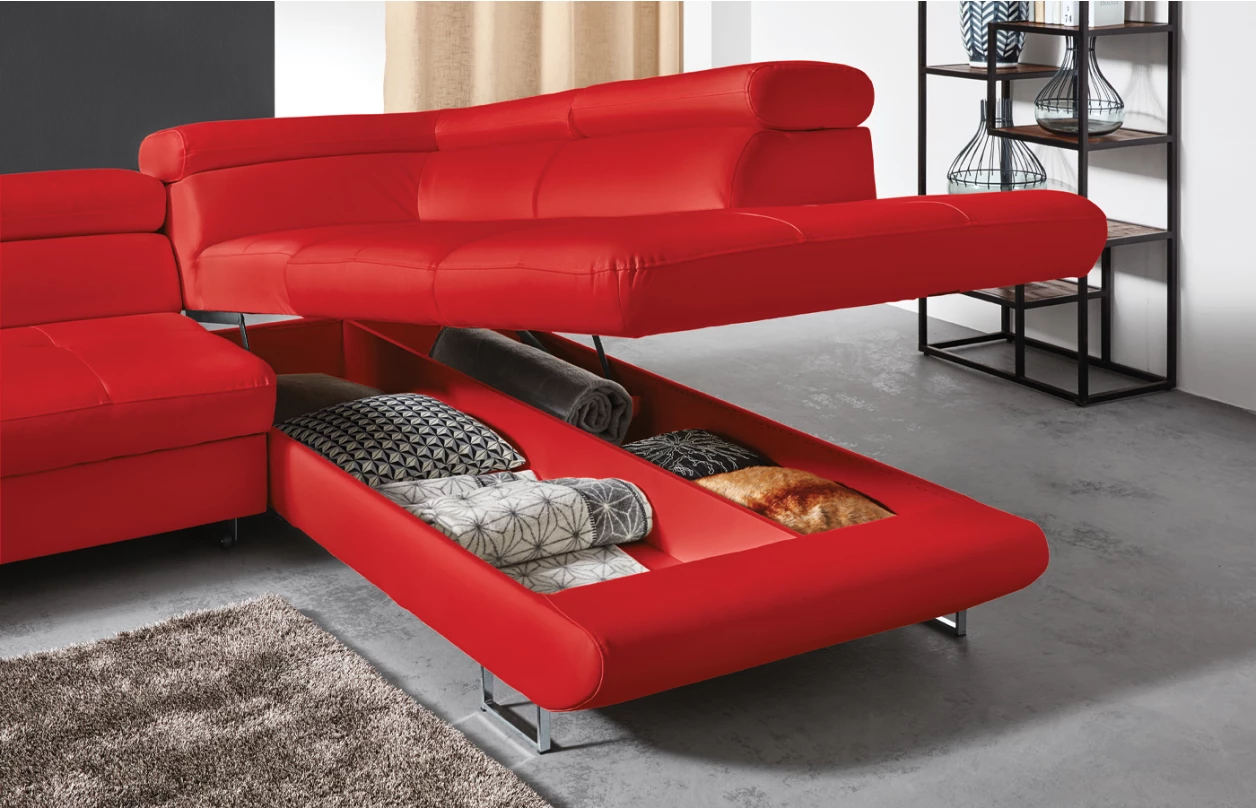 Rohová sedací souprava Fabio, středně šedá látka, pravý roh