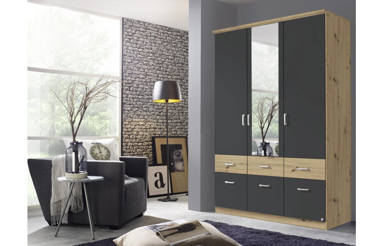 Šatní skříň Bremen, 91 cm, dub artisan/bílá 38