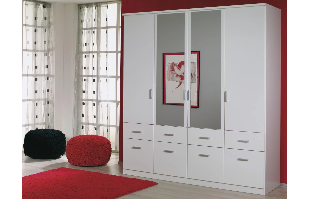 Šatní skříň se zrcadlem Bremen, 136 cm, dub artisan/bílá 9