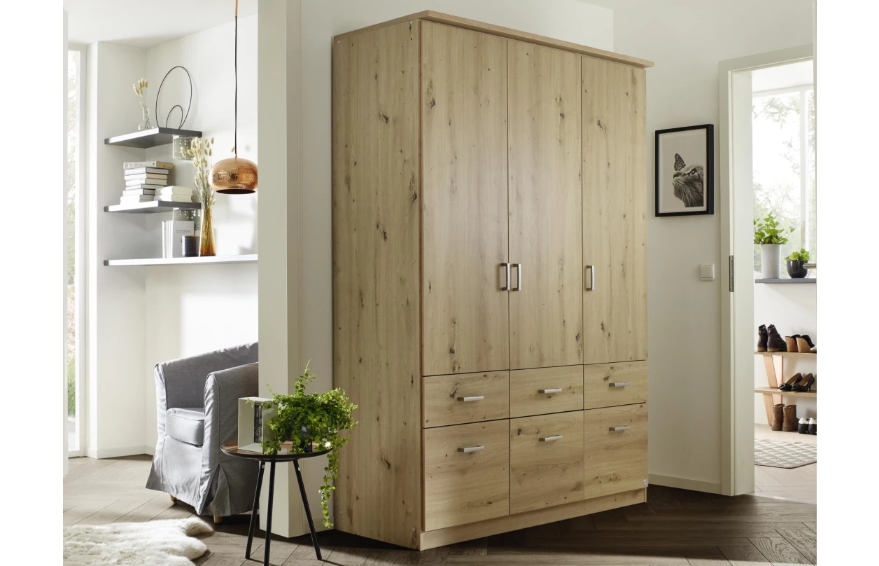 Šatní skříň se zrcadly Bremen, 181 cm, dub artisan/bílá 16