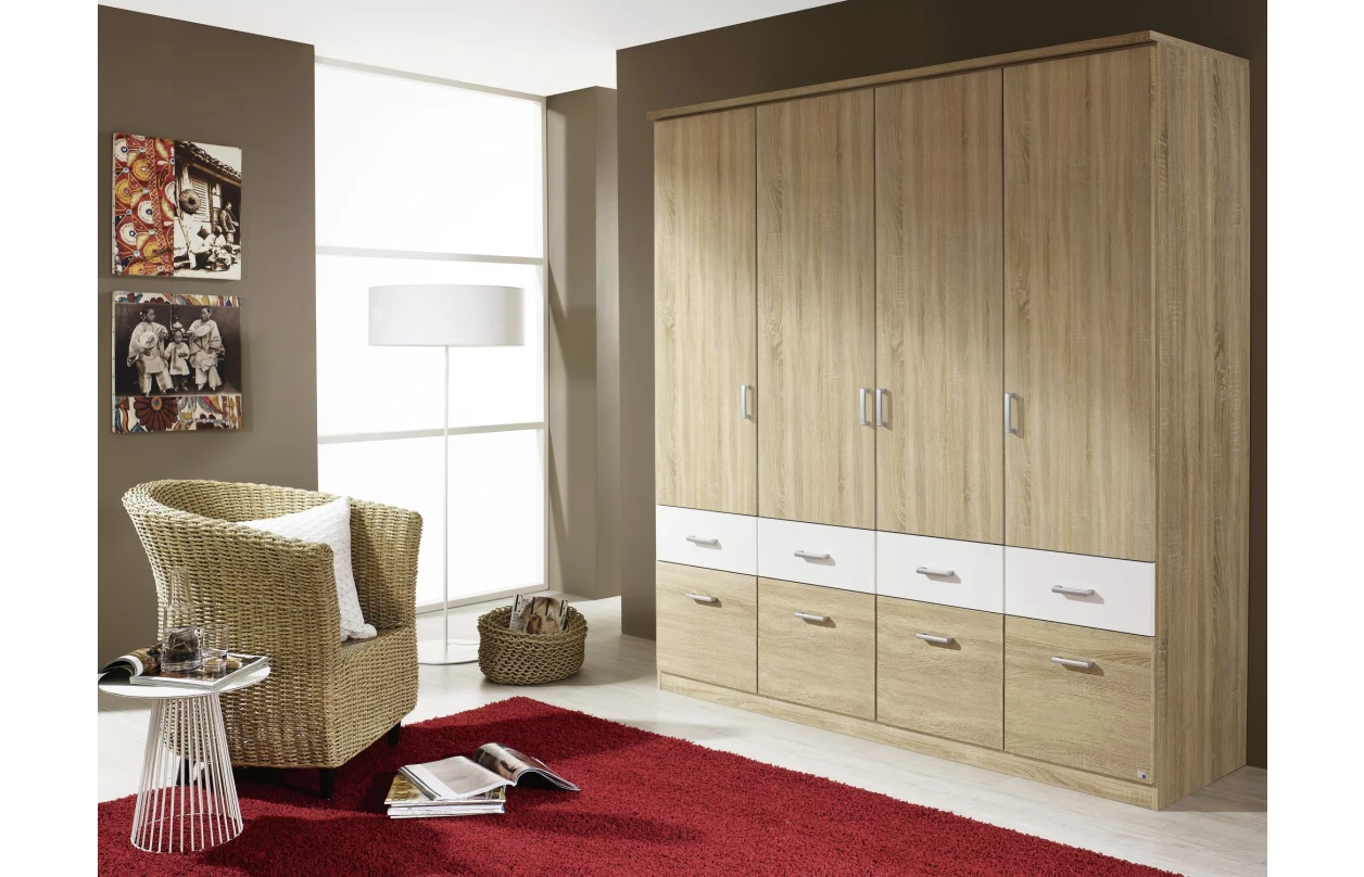 Šatní skříň se zrcadly Bremen, 181 cm, dub artisan/bílá 38