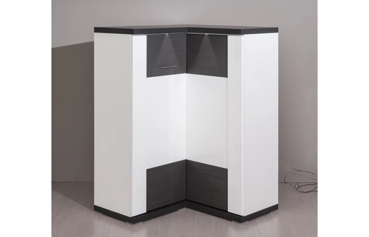 Obývací stěna Caracas kombi 21, beton/bílý lesk, s osvětlením