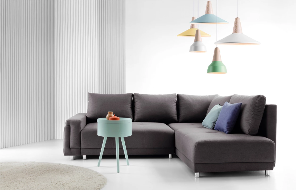 Rohová sedací souprava Beate, růžová látka, levý roh