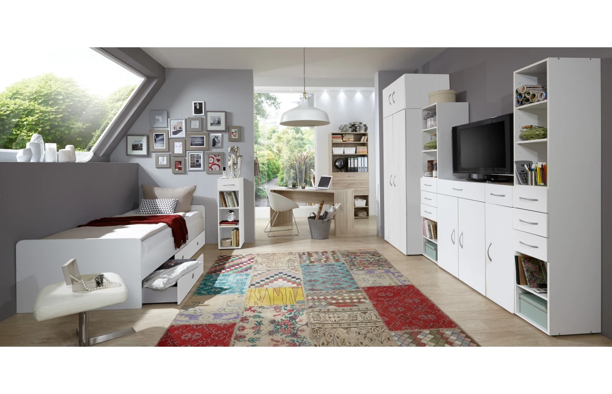 Rohový regál Multiraum, bílý