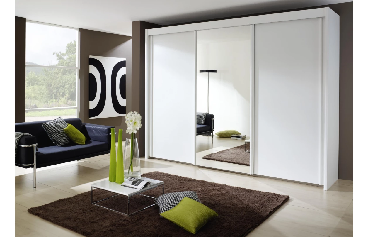 Šatní skříň s osvětlením Imperial, 201 cm, dub artisan/bílé sklo