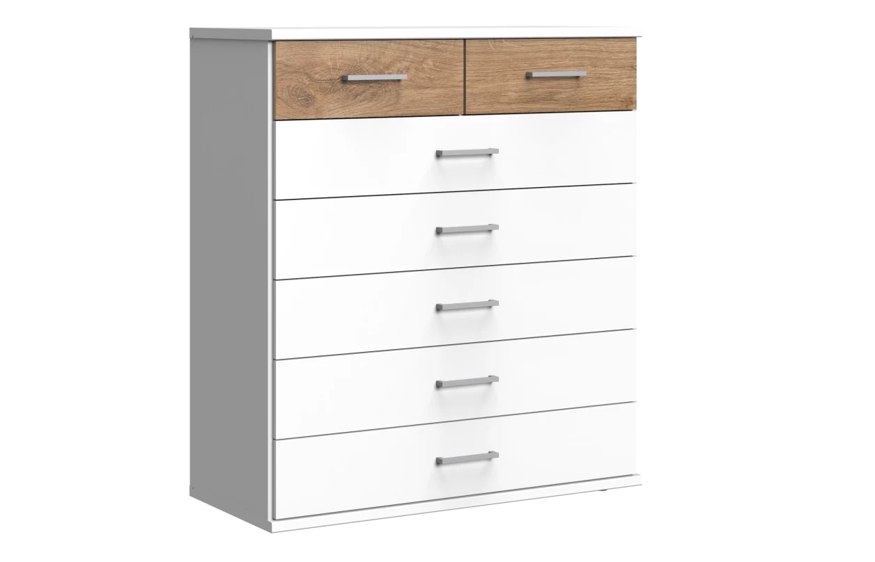 Šatní skříň se zrcadlem Click, 135 cm, bílá/dub sonoma 21