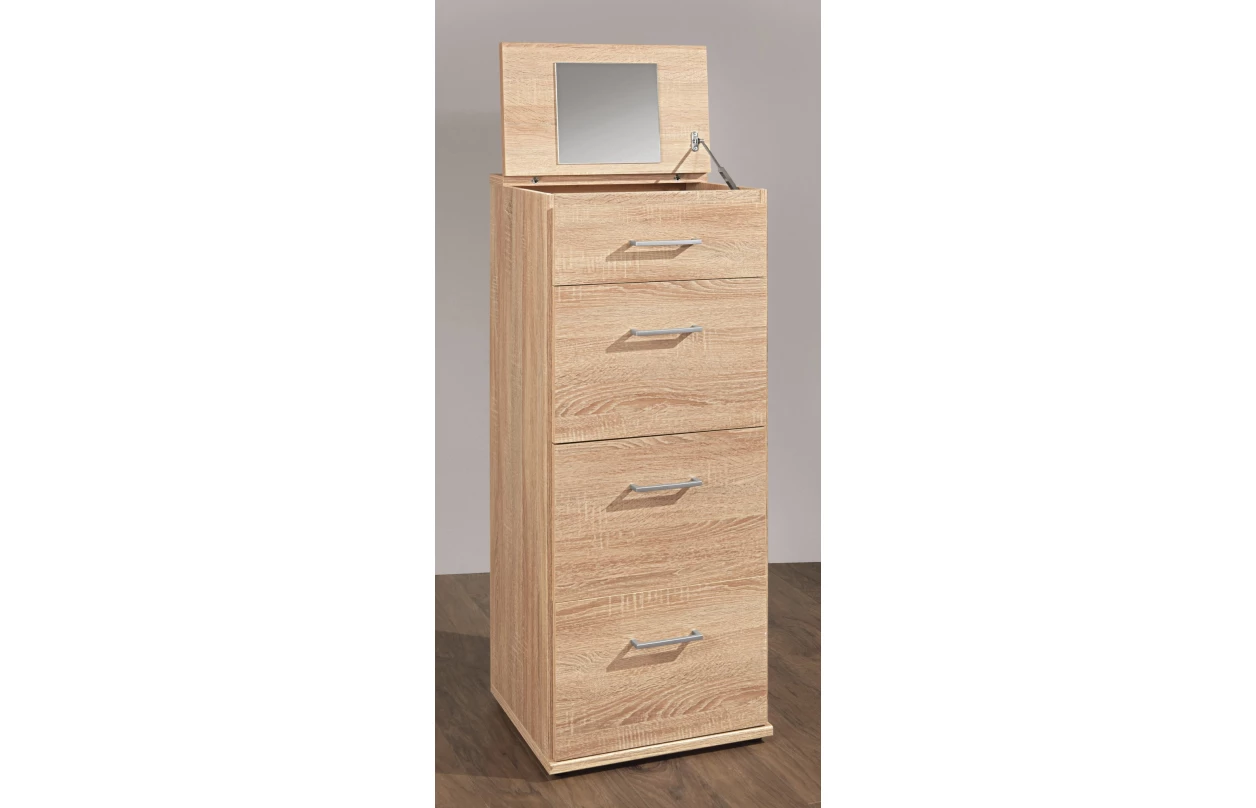 Šatní skříň se zrcadlem Click, 135 cm, bílá/dub sonoma 6