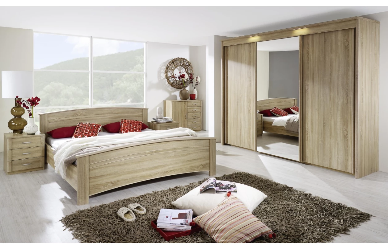 Šatní skříň s osvětlením Imperial, 300 cm, bílá/bílé sklo