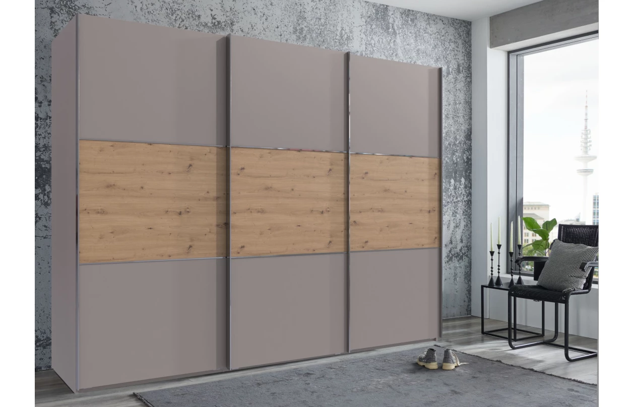 Šatní skříň Indiana A, 250 cm, šedá sahara/dub artisan 20