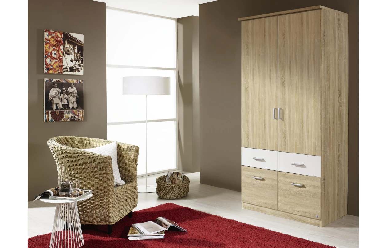 Šatní skříň Bremen, 91 cm, bílá/šedý beton