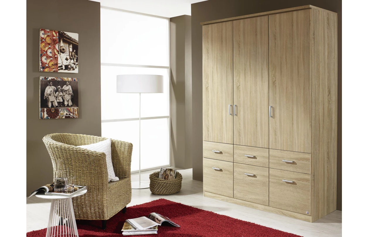 Šatní skříň Bremen, 136 cm, bílá/šedý beton