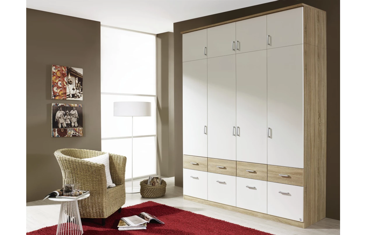 Šatní skříň Bremen, 136 cm, bílá/šedý beton