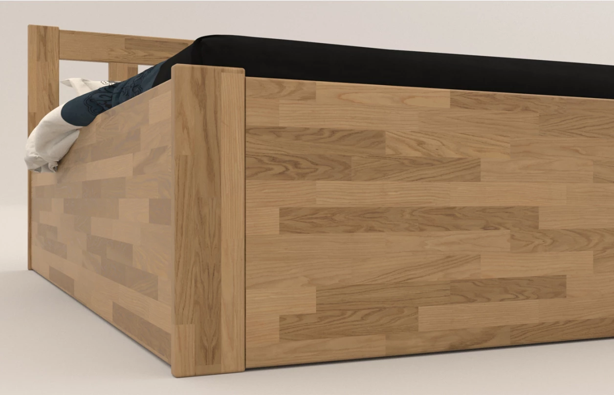 Postel s úložným prostorem Tema Box 180x200 cm, bělený buk