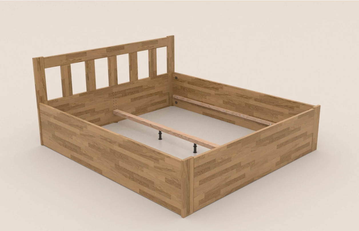 Postel s úložným prostorem Tema Box 180x200 cm, bělený buk