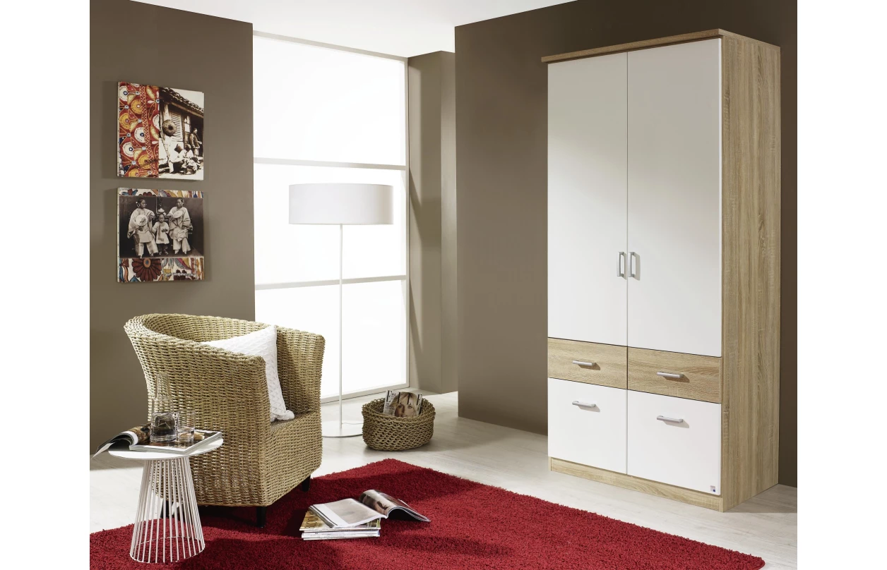 Rohová šatní skříň Bremen, bílá