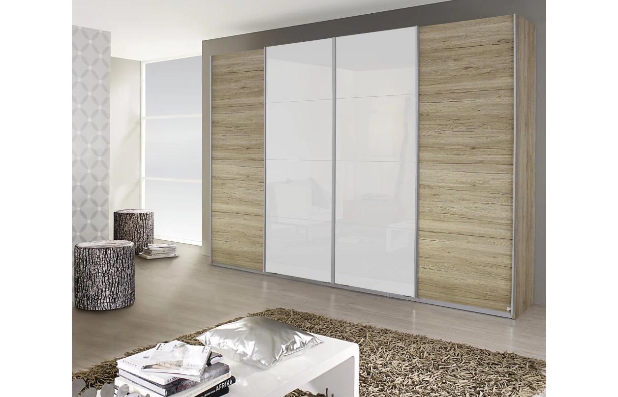 Paspartový rám s osvětlením k šatní skříni Syncrono, 323 cm, bílý