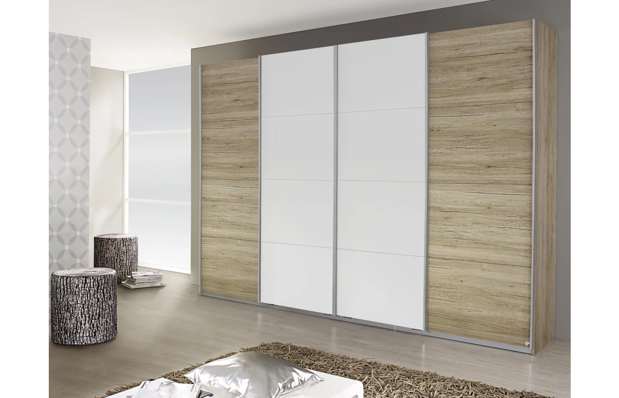 Paspartový rám s osvětlením k šatní skříni Syncrono, 323 cm, bílý