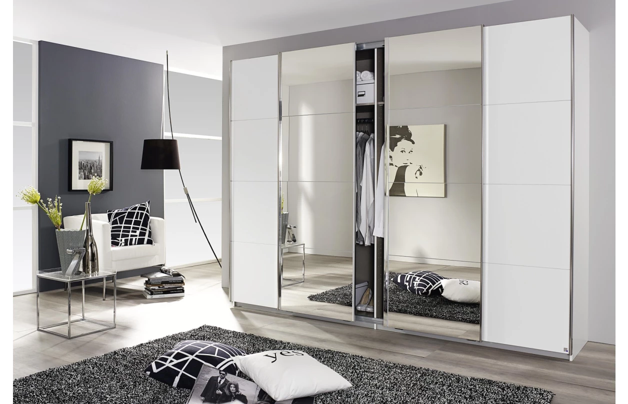 Paspartový rám s osvětlením k šatní skříni Syncrono, 323 cm, bílý