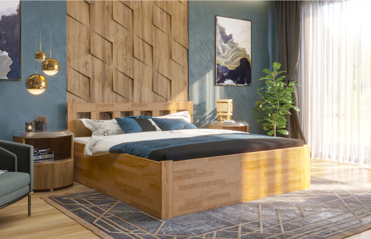 Postel s úložným prostorem Tema Box 180x200 cm, šedý buk