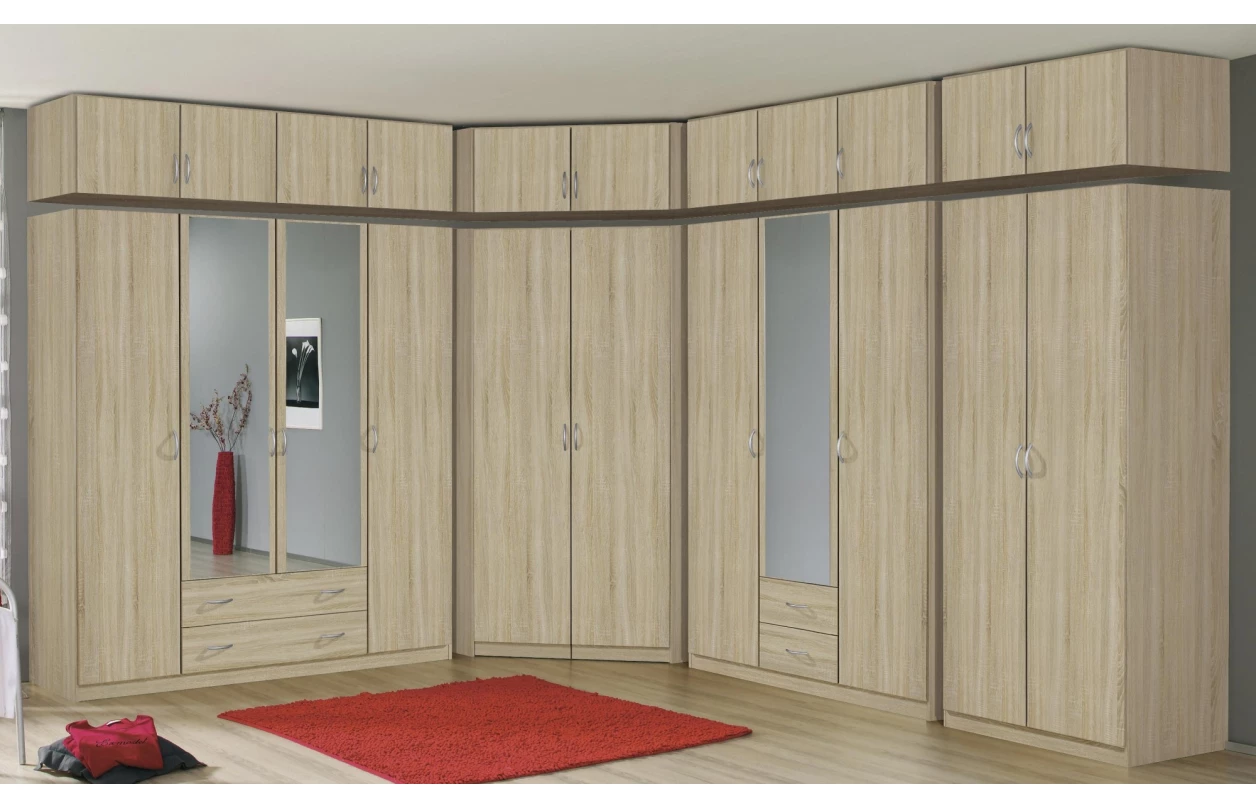 Šatní skříň se zrcadlem Case, 136 cm, dub artisan