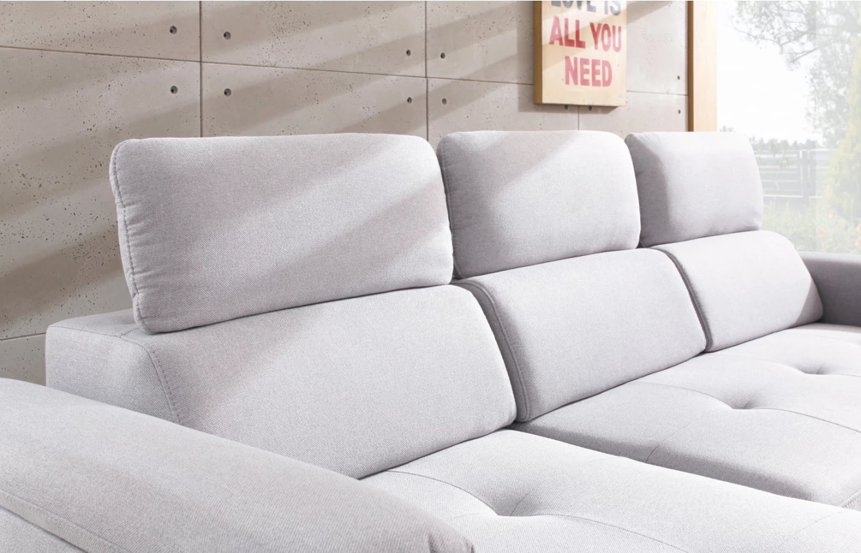 Sedací souprava Umbria, tvar U, světle šedá látka