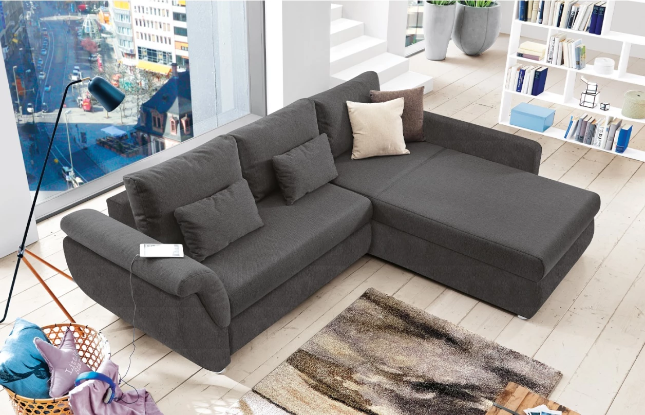 Rohová sedací souprava Torgau, černá/šedá tkanina 2