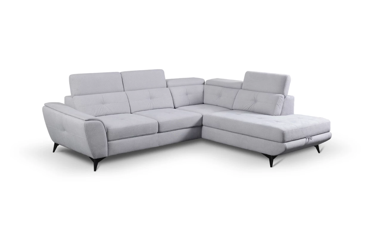 Rohová sedací souprava Sergio, bledě modrá látka, pravý roh