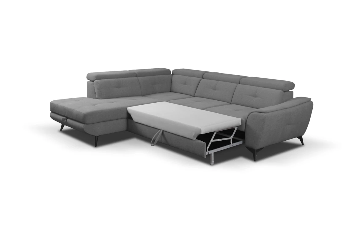 Rohová sedací souprava Sergio, bledě modrá látka, pravý roh