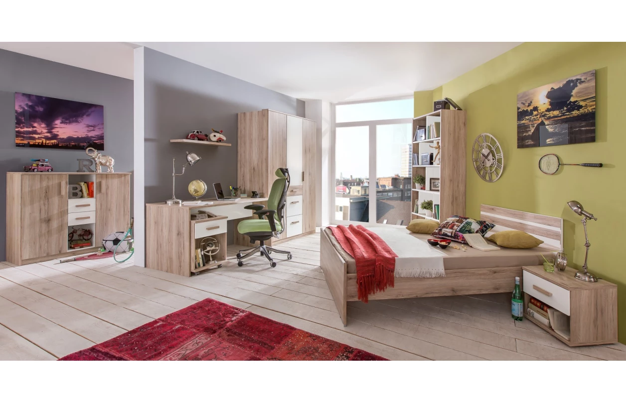 Komoda s výklopným zrcadlem Cariba, dub san remo/bílá