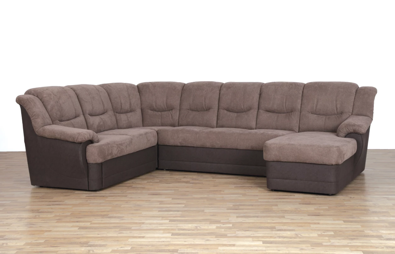 Sedací souprava Orion, tvar levé U, šedá/béžová látka, bez rozkladu