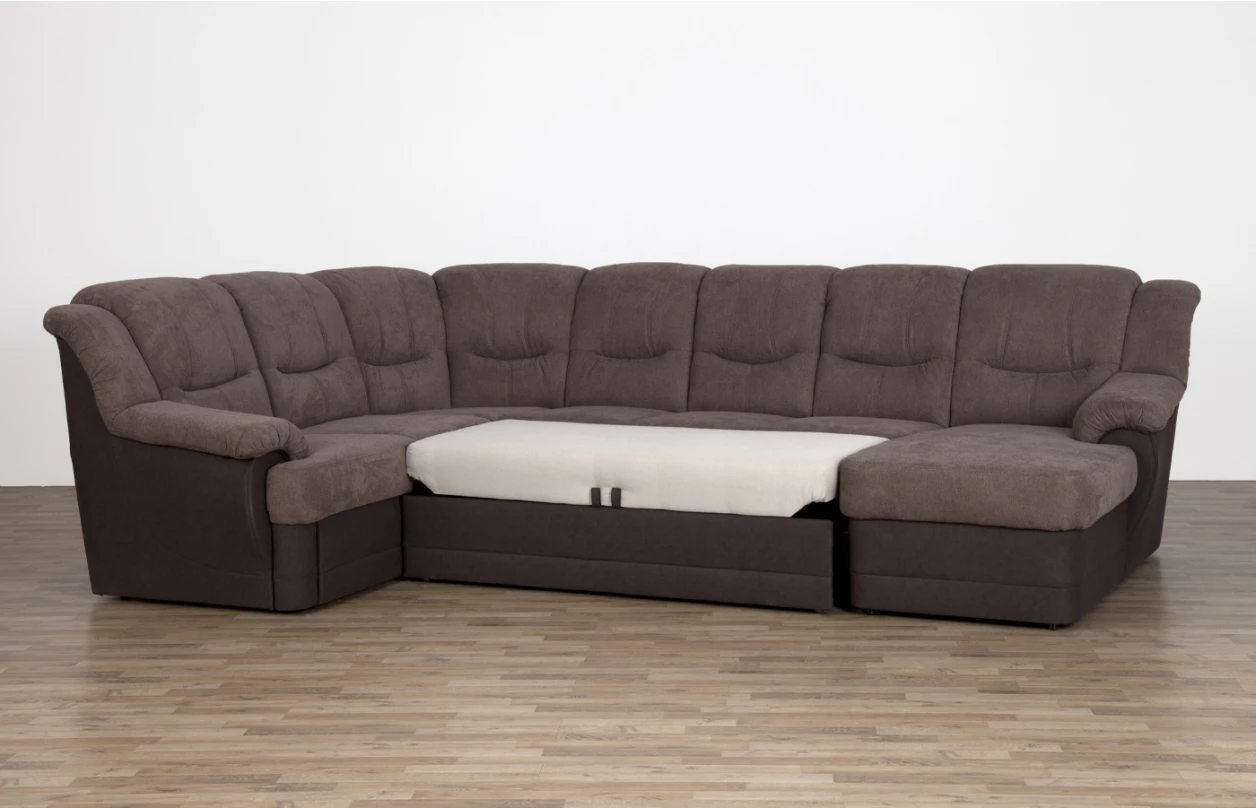 Sedací souprava Orion, tvar levé U, šedá/béžová látka, bez rozkladu