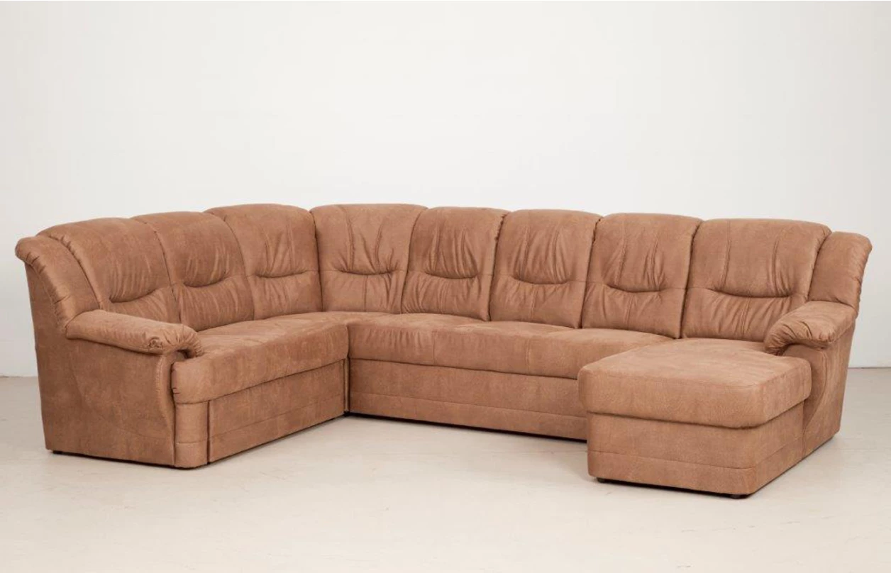 Sedací souprava Orion, tvar levé U, šedá/béžová látka, bez rozkladu