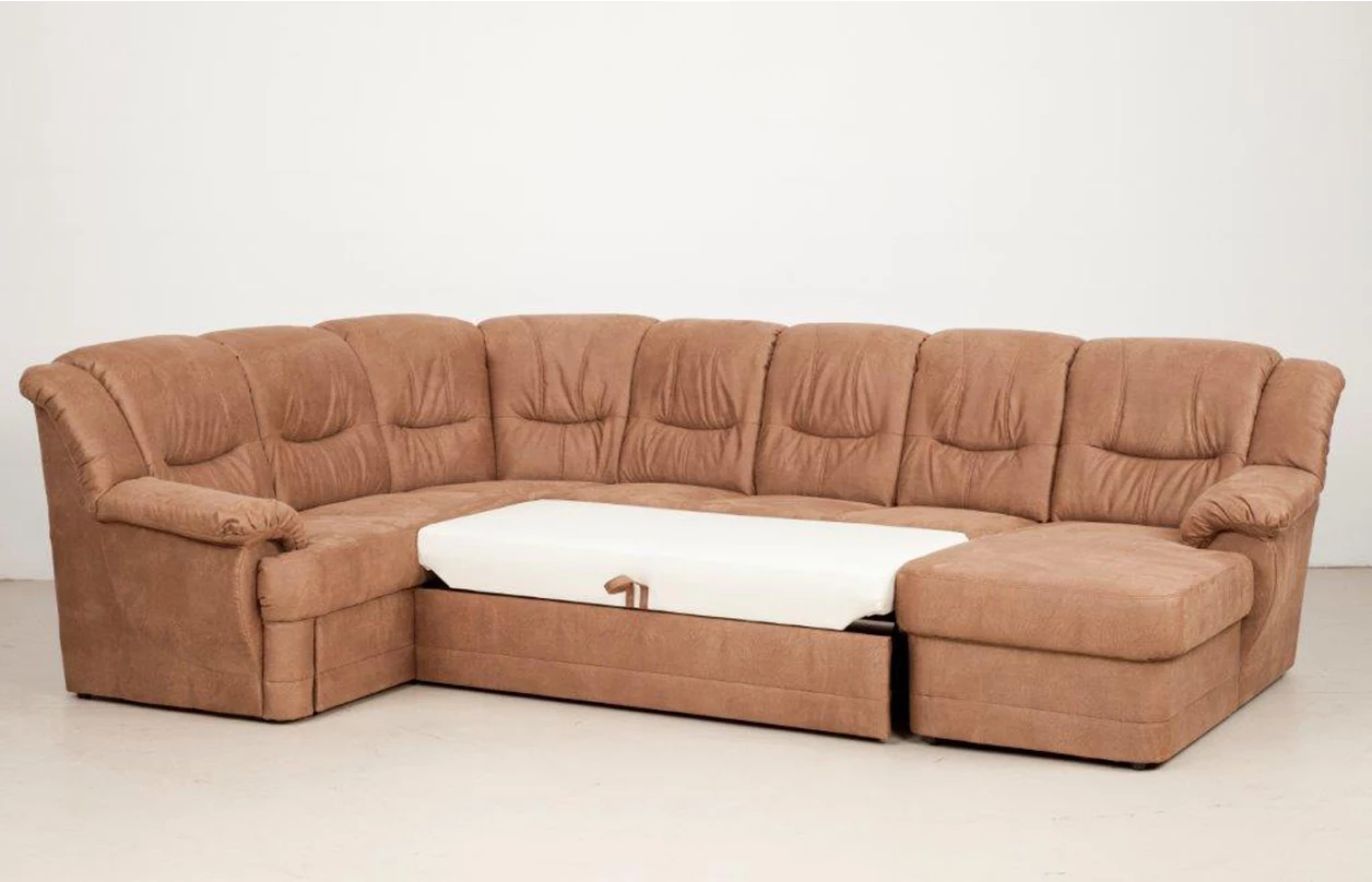 Sedací souprava Orion, tvar levé U, šedá/béžová látka, bez rozkladu