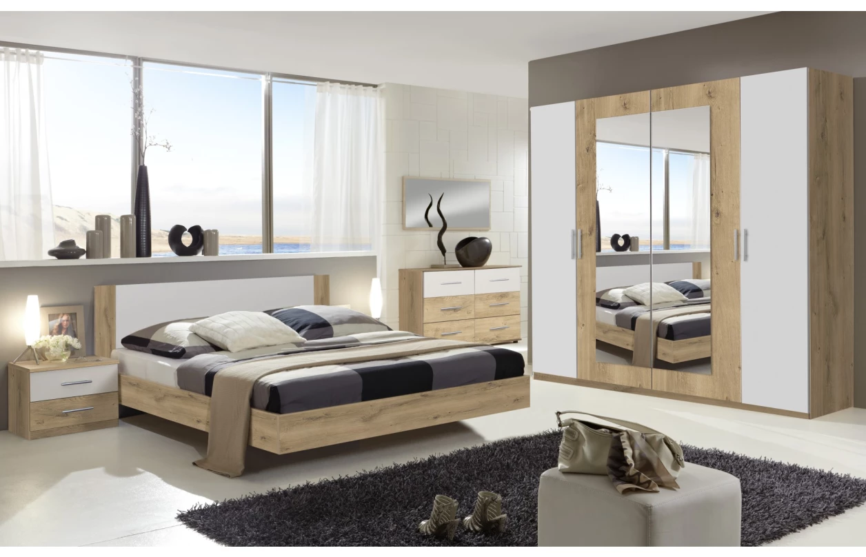 Komoda se zásuvkami Nora, prkenný dub/bílá