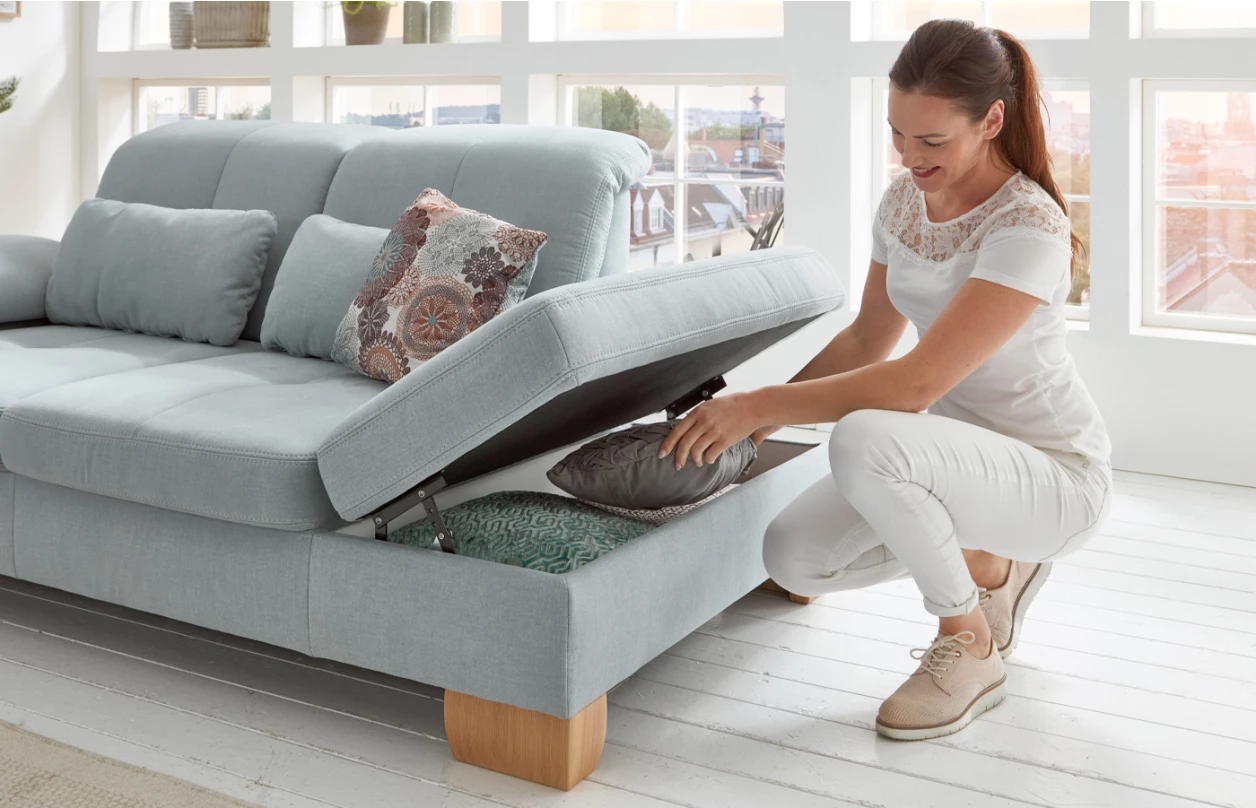 Rohová sedací souprava Garland, hnědá látka, bez funkcí