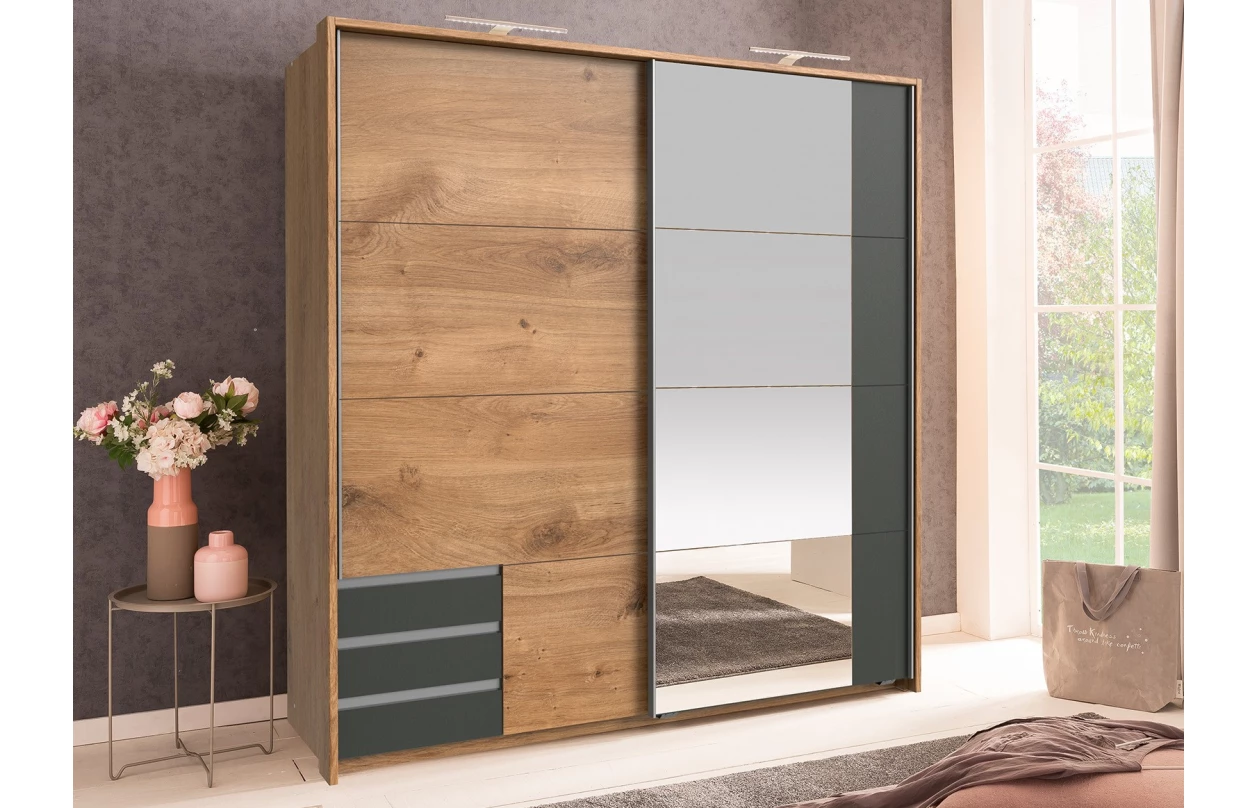 Paspartový rám k šatní skříni Emden, 228 cm, bílý 3
