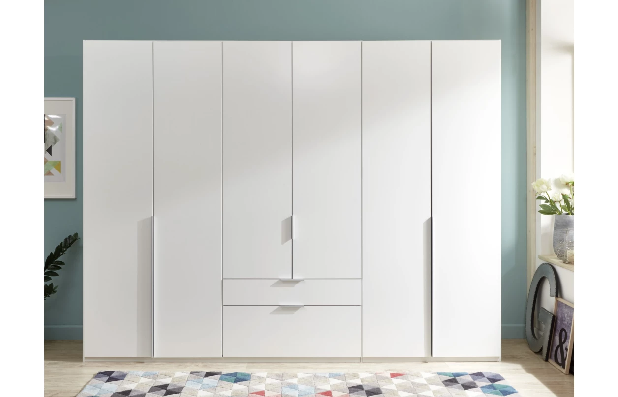 Šatní skříň New York D, 225 cm, bílá/bílý lesk