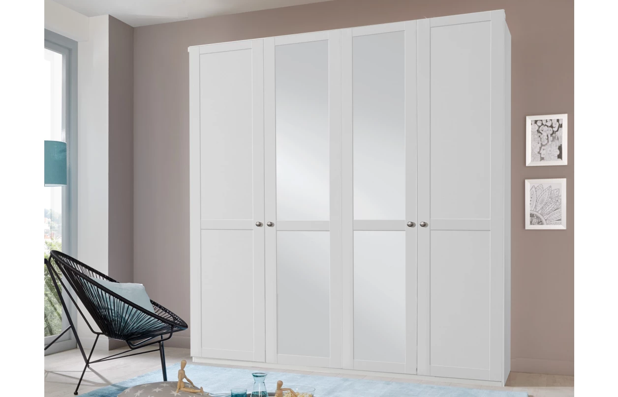Šatní skříň New York D, 225 cm, bílá/bílý lesk