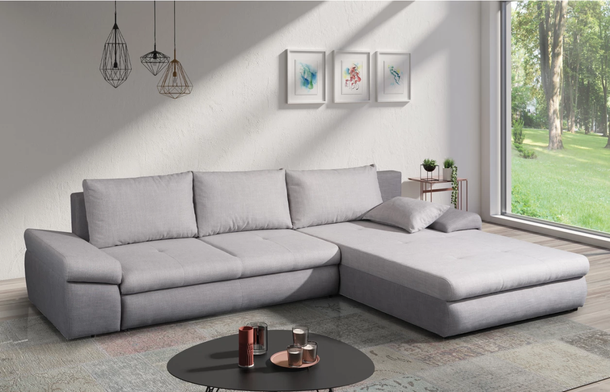 Sedací souprava Bono Maxi, tvar U, světle šedá/kouřově šedá látka