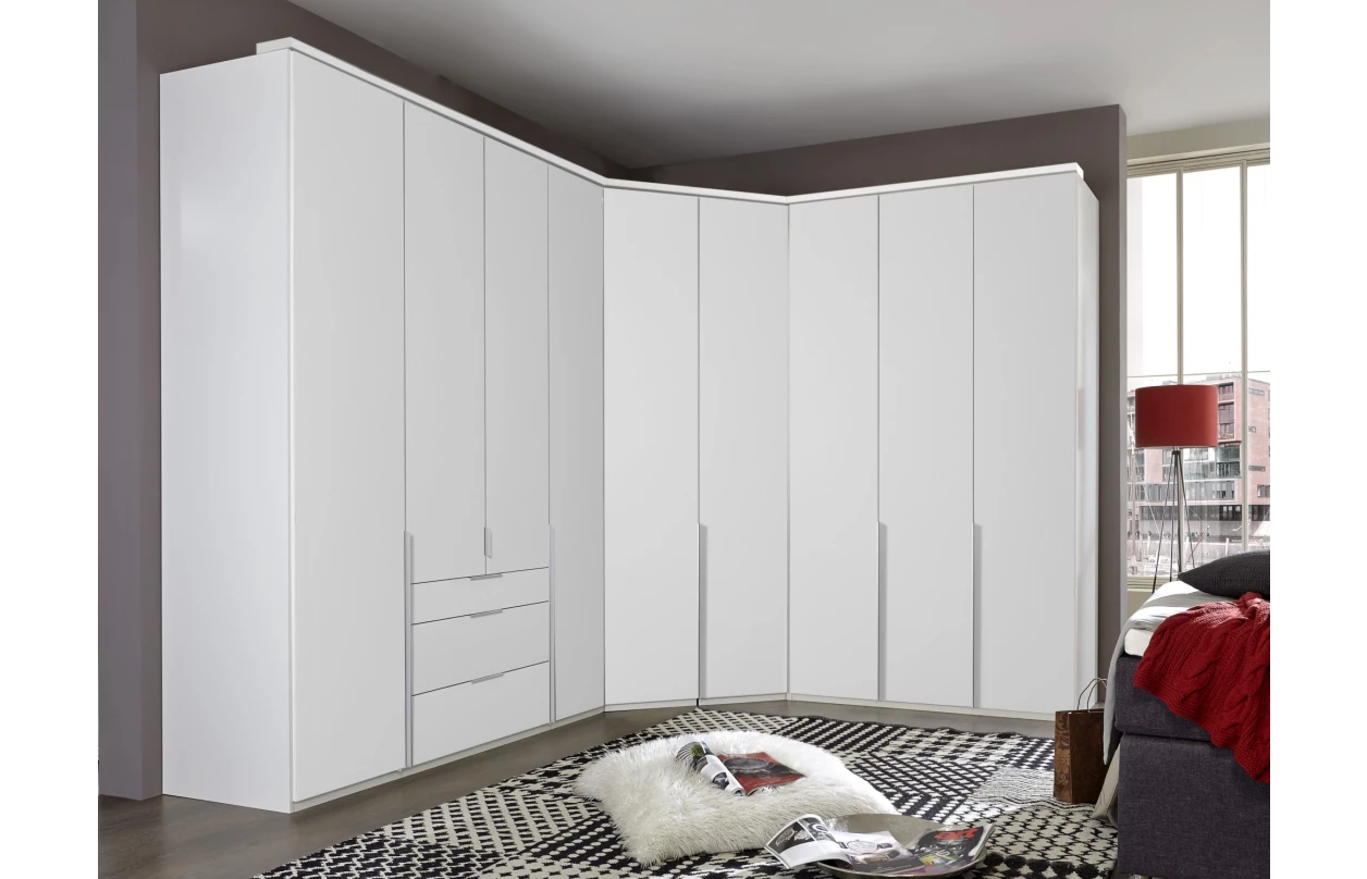 Šatní skříň New York D, 180 cm, bílá/bílý lesk
