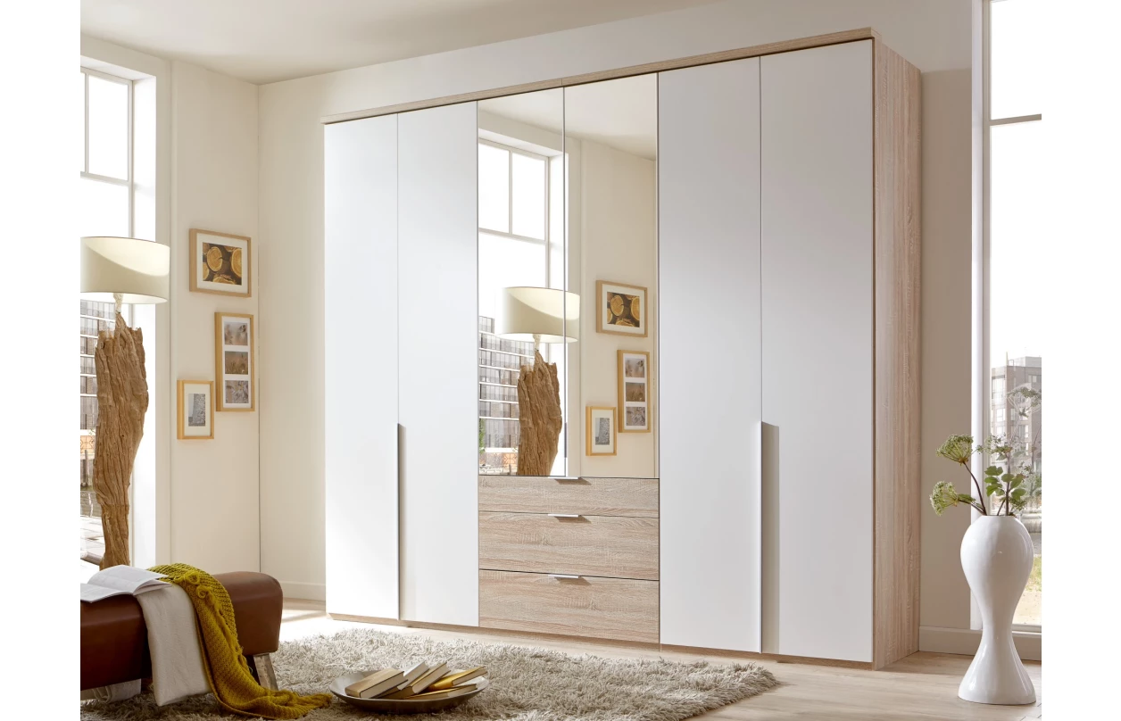 Šatní skříň New York D, 180 cm, bílá/bílý lesk