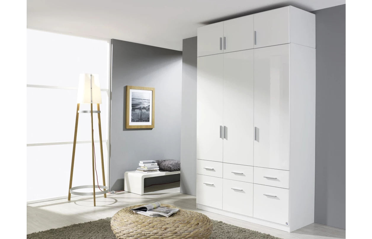 Komoda Celle, bílý lesk, 140 cm