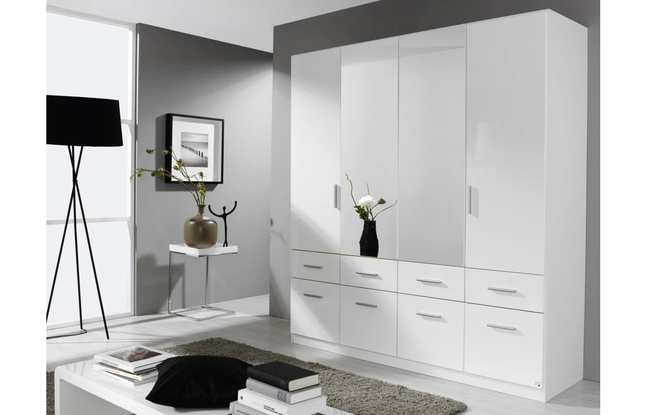 Komoda Celle, bílý lesk, 140 cm